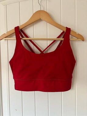 lululemon Red Energy Longline Sports Bra Size 10 Athletic Wear Fitness C/D
